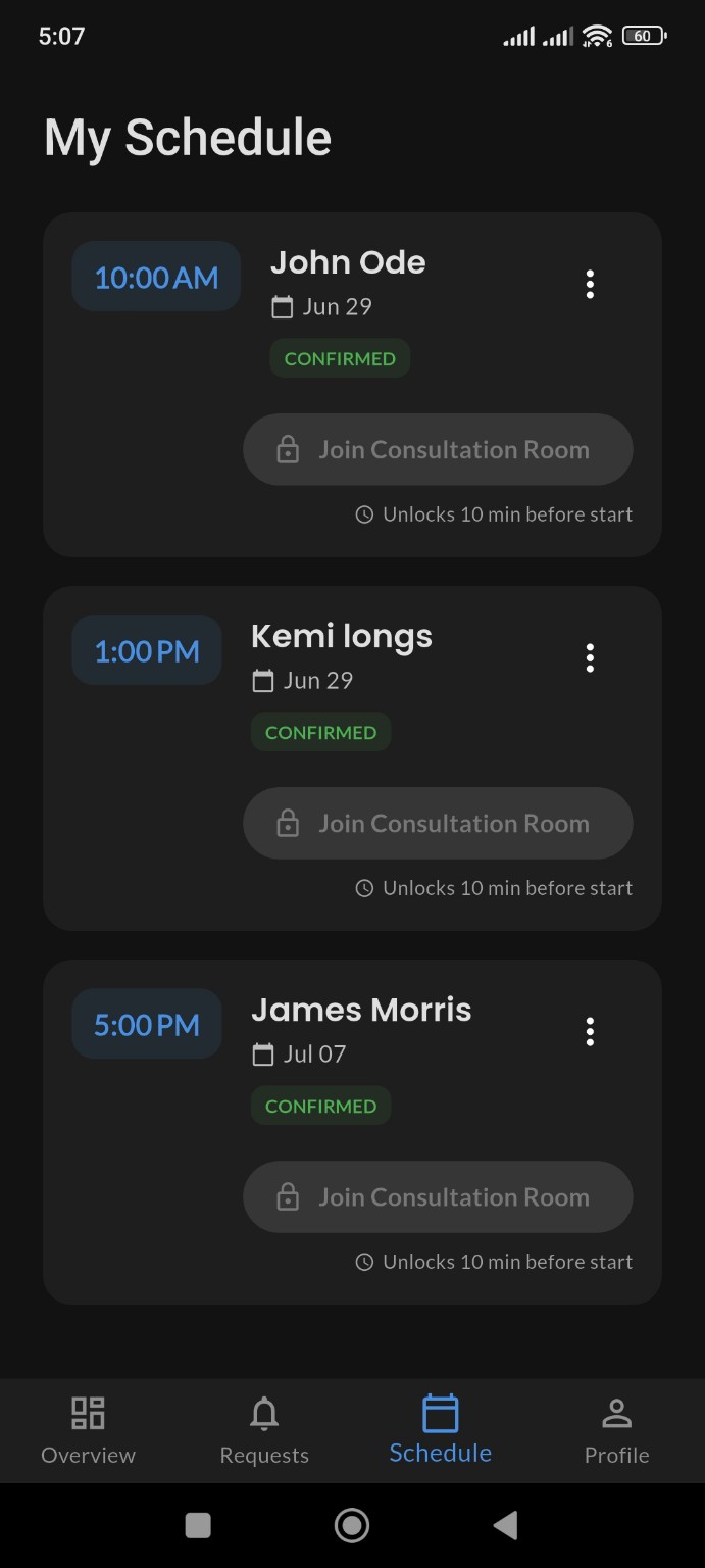Consultation schedule
